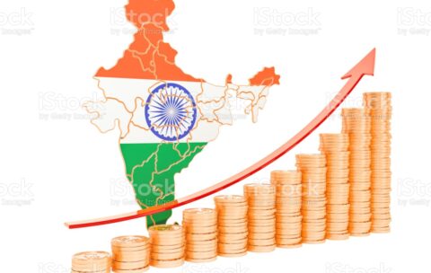 Economic growth in India concept, 3D rendering isolated on white background